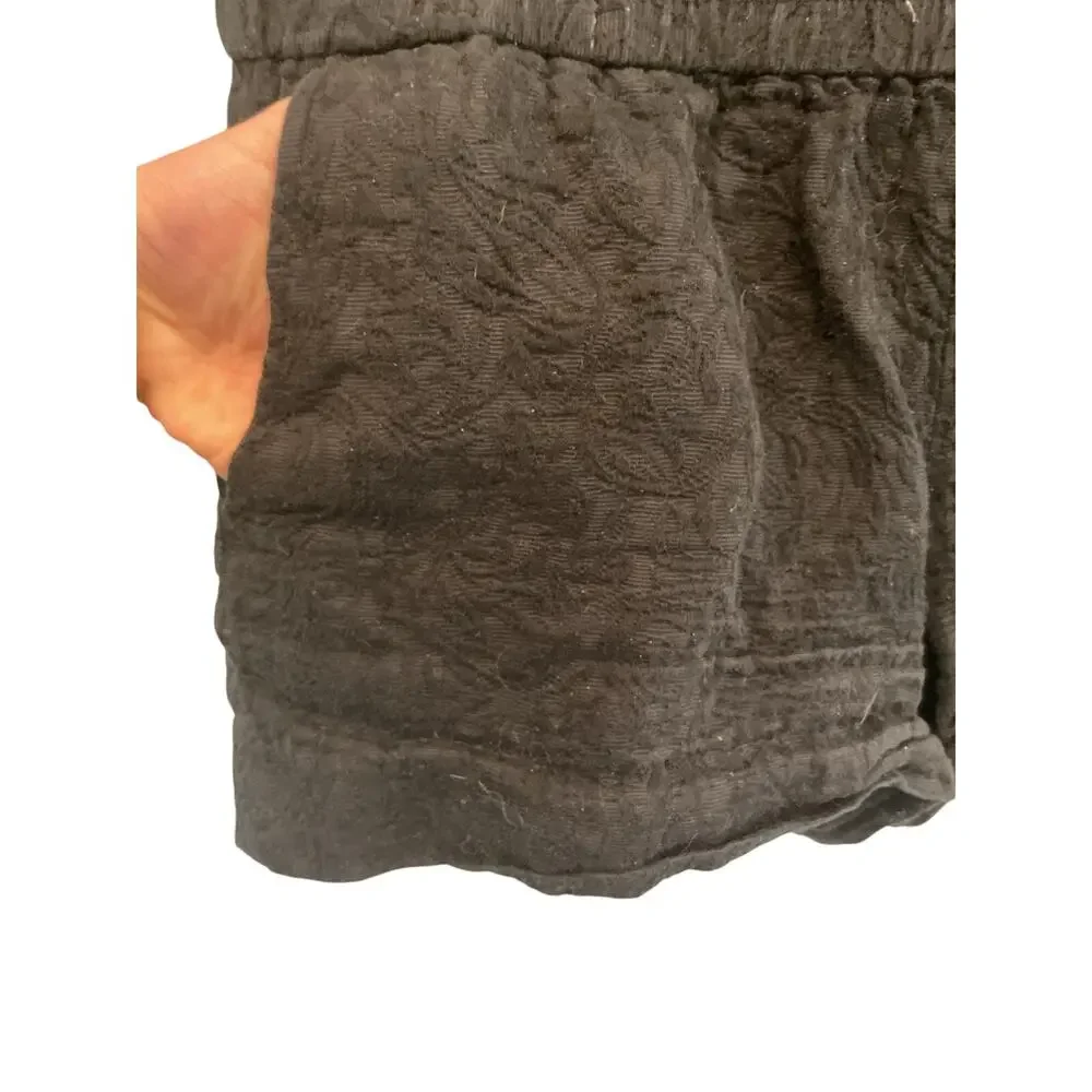 J Crew Womens Pull On Textured Cotton‎ Shorts Size 8 Black Preppy Casual Summer